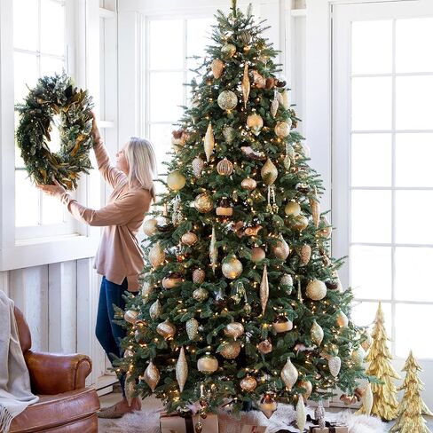 Balsam Hill BH Balsam Fir Full Tree - Realistic Artificial Christmas Tree, Premium Stand, Storage Bag & Easy Assembly for Indoor Holiday Decorating, LED Clear, 7.5ft in Saudi Arabia