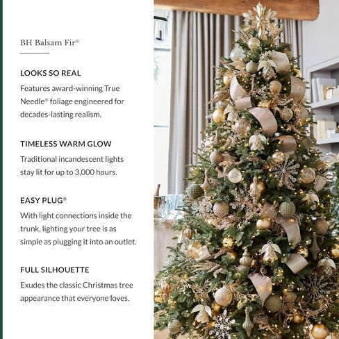 Balsam Hill BH Balsam Fir Full Tree - Realistic Artificial Christmas Tree, Premium Stand, Storage Bag & Easy Assembly for Indoor Holiday Decorating, LED Clear, 7.5ft in Saudi Arabia