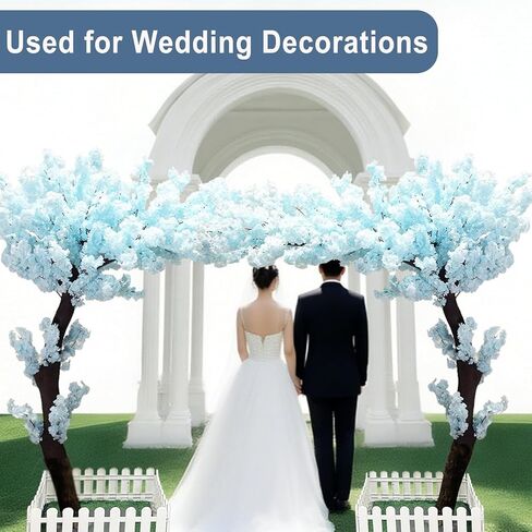 5.2 ft Tall White Artificial Cherry Blossom Tree, Faux Silk Cherry Blossom Trees with Lights, Fake Tree Faux Flowers for Home Office and Wedding Indoor Outdoor Decor in Kuwait