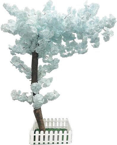 5.2 ft Tall White Artificial Cherry Blossom Tree, Faux Silk Cherry Blossom Trees with Lights, Fake Tree Faux Flowers for Home Office and Wedding Indoor Outdoor Decor in Kuwait