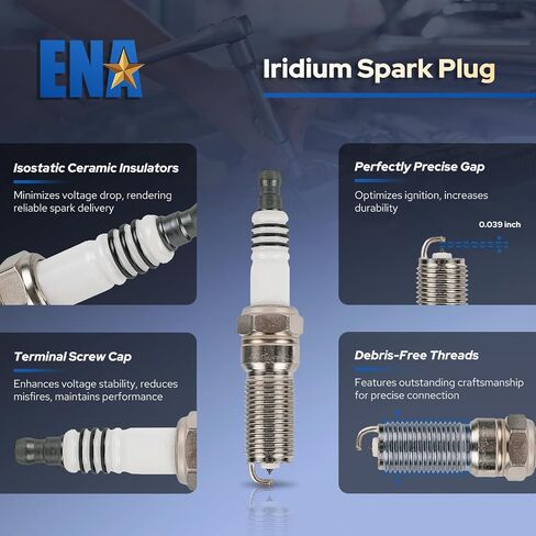 ENA Set of 4 Iridium Spark Plug Compatible with Ford Lincoln Mercury Mazda C-Max CMax Escape Fusion Transit Connect MKZ Milan 2.0L 2.3L 2.5L Replacement for SP530 AYFS32YR in Saudi Arabia