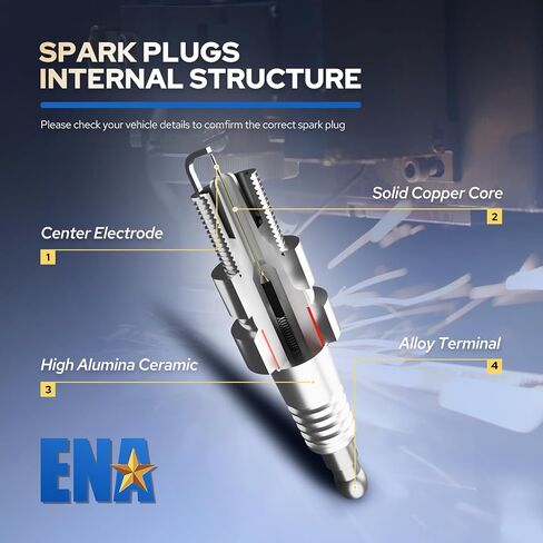 ENA Set of 4 Iridium Spark Plug Compatible with Ford Lincoln Mercury Mazda C-Max CMax Escape Fusion Transit Connect MKZ Milan 2.0L 2.3L 2.5L Replacement for SP530 AYFS32YR in Saudi Arabia