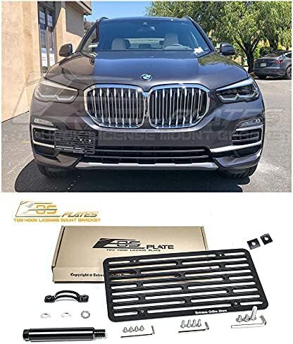 Extreme Online Store Replacement for 2019-2024 BMW X5 Models | EOS Plate Version 2 Front Bumper Tow Hook License Relocator Mount with Lowering Bracket Tow-512-V2 (Full Size) in Saudi Arabia