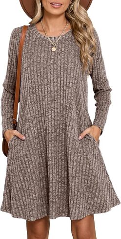 JollieLovin Women Plus Size Sweater Dresses Long Sleeve 2025 Casual Fall Winter Tunic Dress with Pockets in Saudi Arabia