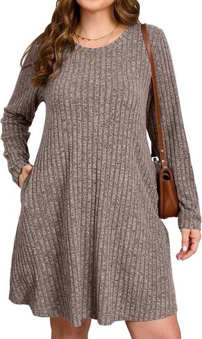 JollieLovin Women Plus Size Sweater Dresses Long Sleeve 2025 Casual Fall Winter Tunic Dress with Pockets in Saudi Arabia