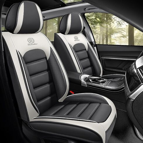 Auto Seats Covers Compatible with Chrysler 300 2005-2023, Breathable and Waterproof Faux Leather Automotive Seat Cover (Front Pair, Gray&White) in Saudi Arabia