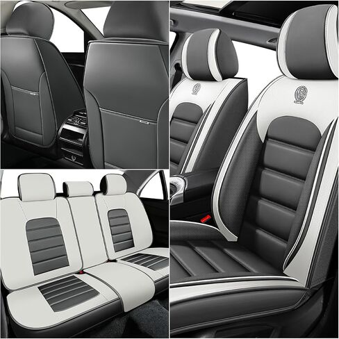 Auto Seats Covers Compatible with Chrysler 300 2005-2023, Breathable and Waterproof Faux Leather Automotive Seat Cover (Front Pair, Gray&White) in Saudi Arabia