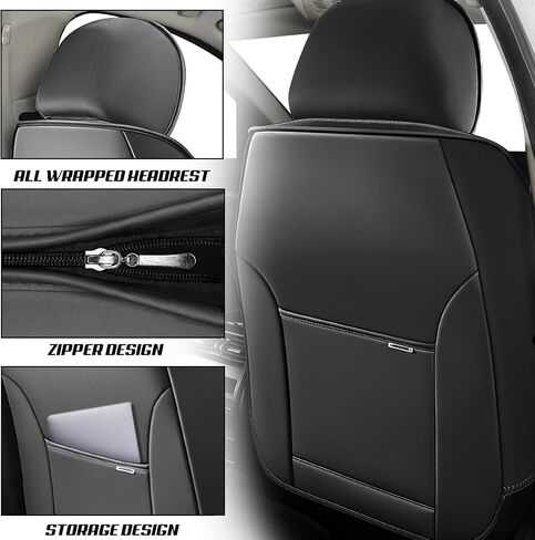 Auto Seats Covers Compatible with Chrysler 300 2005-2023, Breathable and Waterproof Faux Leather Automotive Seat Cover (Front Pair, Gray&White) in Saudi Arabia
