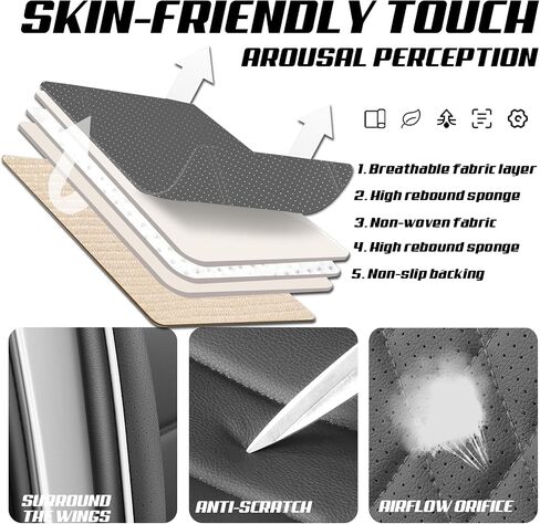 Auto Seats Covers Compatible with Chrysler 300 2005-2023, Breathable and Waterproof Faux Leather Automotive Seat Cover (Front Pair, Gray&White) in Saudi Arabia