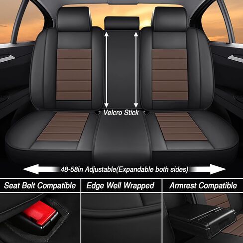 Seat Covers Fit for Chevrolet Suburban 2000-2025, 7 Seat, Compatible Airbag Non-Slip Waterproof Leather Seat Cover, Luxury Interior Full Set with Pillow Steering Wheel Covers, Black Coffee in Saudi Arabia
