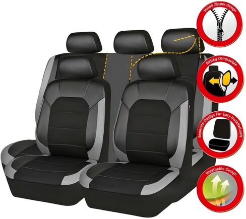 Car Seat Cover Sets for Hyundai Elantra 5. Generation (MD/UD)/2010 2011 2012 2013 2014 2015 Accessories, Full Set Seat Protectors Waterproof Anti-Scratch Wear-Resistant,Grey in Saudi Arabia