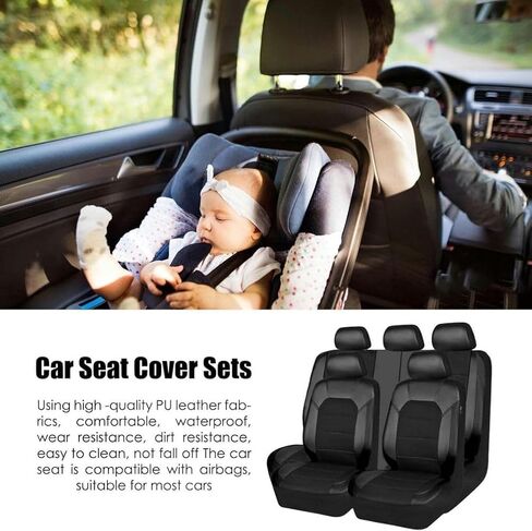 Car Seat Cover Sets for Hyundai Elantra 5. Generation (MD/UD)/2010 2011 2012 2013 2014 2015 Accessories, Full Set Seat Protectors Waterproof Anti-Scratch Wear-Resistant,Grey in Saudi Arabia
