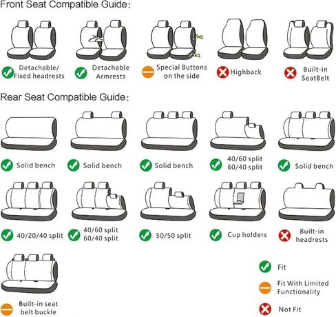 Car Seat Cover Sets for Hyundai Elantra 5. Generation (MD/UD)/2010 2011 2012 2013 2014 2015 Accessories, Full Set Seat Protectors Waterproof Anti-Scratch Wear-Resistant,Grey in Saudi Arabia