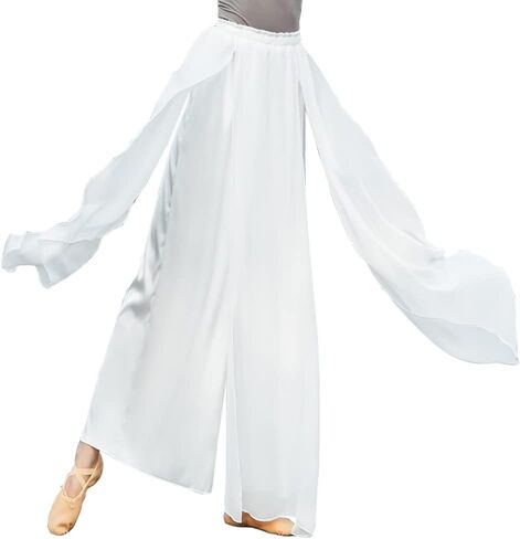 Angcoco Women's Elegant Double-Layered Loose Fit Chiffon Pants for Dance Training in Kuwait