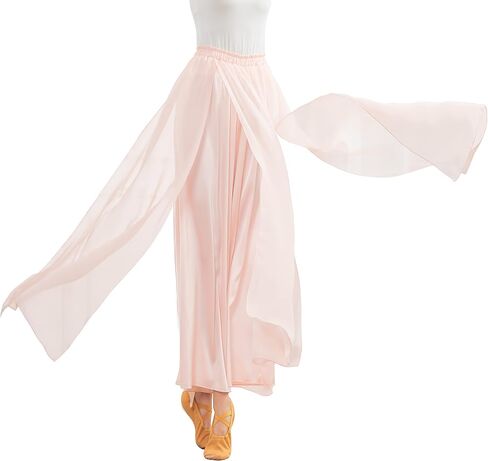 Angcoco Women's Elegant Double-Layered Loose Fit Chiffon Pants for Dance Training in Kuwait
