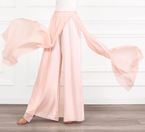 Angcoco Women's Elegant Double-Layered Loose Fit Chiffon Pants for Dance Training in Kuwait