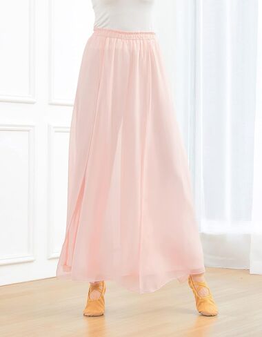 Angcoco Women's Elegant Double-Layered Loose Fit Chiffon Pants for Dance Training in Kuwait