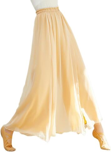 Angcoco Women's Elegant Double-Layered Loose Fit Chiffon Pants for Dance Training in Kuwait