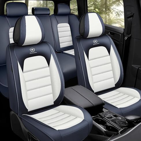 Auto Seats Covers Compatible with Chrysler 300 2005-2023, Breathable and Waterproof Faux Leather Automotive Seat Cover (Front Pair, Gray&White) in Saudi Arabia