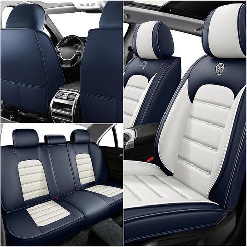 Auto Seats Covers Compatible with Chrysler 300 2005-2023, Breathable and Waterproof Faux Leather Automotive Seat Cover (Front Pair, Gray&White) in Saudi Arabia