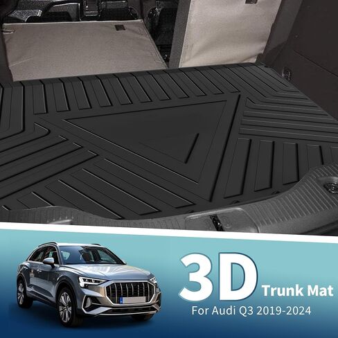 Flat Face Cargo Liner Rear Trunk Mat Trunk Cargo Luggage Boot Tray Mat Stripes and Triangles Pattern for Audi Q3 2019-2024 Anti-Slip in Saudi Arabia