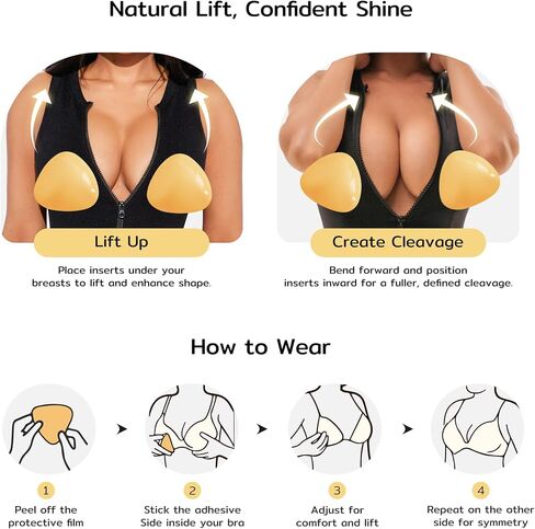 Niidor Self-Adhesive Insert Bra Pads,Women's Triangle Invisible Croppable Push-up Breast Cup Lifter for Underwear and Bikini (Double Side Sticky - L) in Kuwait