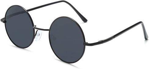 Fashion Retro Mini Small Round Black Sunglasses Suit for Mens Womens Circle Lens UV400 Protection Glasses in Kuwait