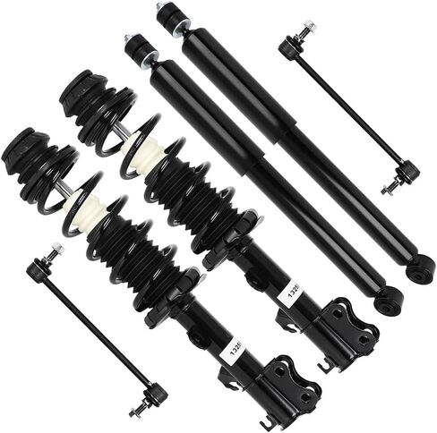 طقم تعليق الصدمات من Struts لعام 2012-2019 لسيارة Nissan Versa 2014-2019 لسيارة Nissan Versa Note مجموعة الدعامة الأمامية الكاملة، ممتص الصدمات الخلفي، وصلة شريط التثبيت 6 قطع، 1333584L 1333584R in Saudi Arabia