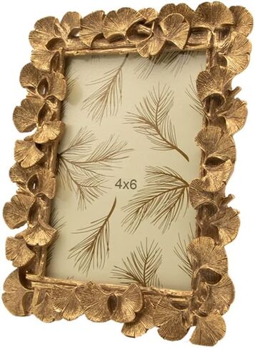 SYLVIA'S SHOP Vintage 4x6 Picture Frame, Antique Ornate Gold Ginkgo Leaf Photo Frame, Table Top Display and Wall Hanging Home Decor, Old Fashioned Gorgeous Photo Gallery Art Deco in Saudi Arabia