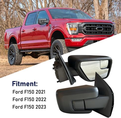 Textured Black Door Mirror Assembly fit for Ford F150 2021-2024 Power Heated and Manual Folding with Temperature Sensor 7P Right Passenger Side in Saudi Arabia