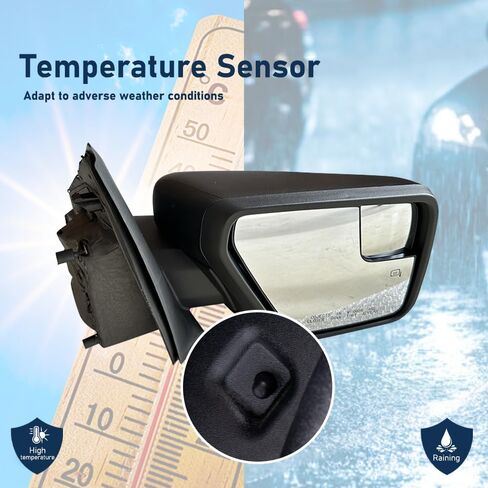 Textured Black Door Mirror Assembly fit for Ford F150 2021-2024 Power Heated and Manual Folding with Temperature Sensor 7P Right Passenger Side in Saudi Arabia