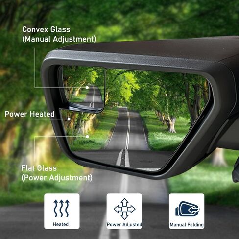 Textured Black Door Mirror Assembly fit for Ford F150 2021-2024 Power Heated and Manual Folding with Temperature Sensor 7P Right Passenger Side in Saudi Arabia