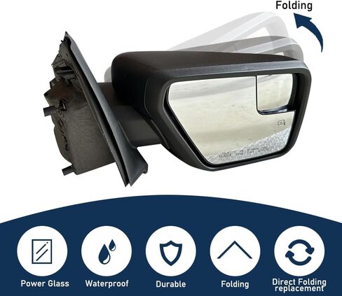 Textured Black Door Mirror Assembly fit for Ford F150 2021-2024 Power Heated and Manual Folding with Temperature Sensor 7P Right Passenger Side in Saudi Arabia