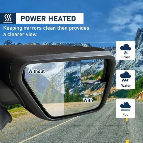 Textured Black Door Mirror Assembly fit for Ford F150 2021-2024 Power Heated and Manual Folding with Temperature Sensor 7P Right Passenger Side in Saudi Arabia