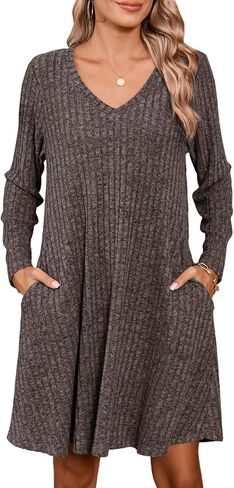 JollieLovin Women Plus Size Sweater Dresses Long Sleeve 2025 Casual Fall Winter Tunic Dress with Pockets in Saudi Arabia