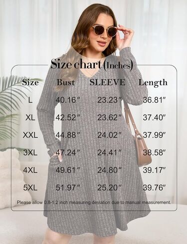 JollieLovin Women Plus Size Sweater Dresses Long Sleeve 2025 Casual Fall Winter Tunic Dress with Pockets in Saudi Arabia