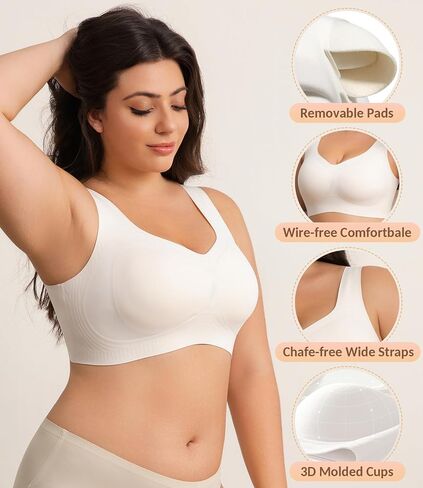 Bras for Women, Wireless Bra No Underwire, Everyday Tshirt Bras Seamless, Full Coverage Bralette with Support and Lift in Saudi Arabia