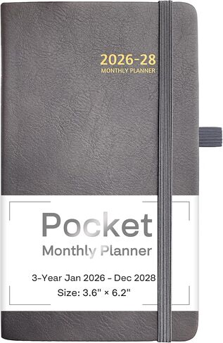 2025-2027 Pocket Monthly Planner, 3 Year Calendar 2025-2027, 6.2’’ x 3.6’’, Small Pocket Calendar 2025, 36 Months from Jan 2025 - Dec 2027, Hardcover, Back Pocket, Thick Paper, Lightweight to carry in Kuwait