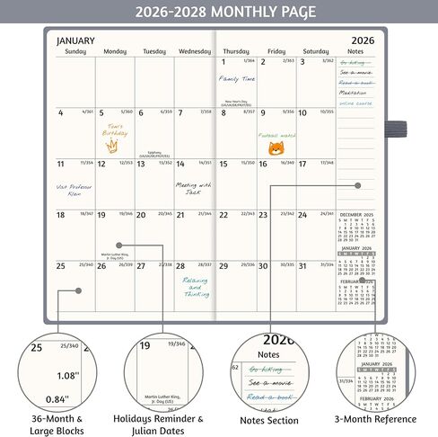 2025-2027 Pocket Monthly Planner, 3 Year Calendar 2025-2027, 6.2’’ x 3.6’’, Small Pocket Calendar 2025, 36 Months from Jan 2025 - Dec 2027, Hardcover, Back Pocket, Thick Paper, Lightweight to carry in Kuwait