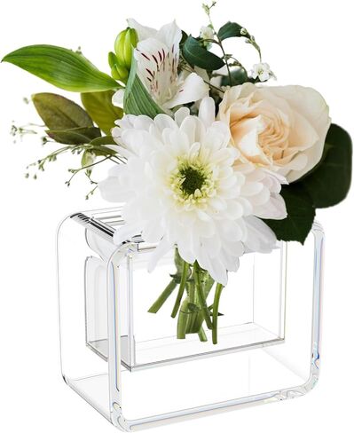 AITEE Clear Vase for Flowers,Acrylic Flower Vases for Centerpieces,Unique 7.87Inch Tall Floating Modern Home Desk Decorative Vases for Living Room/Dining/Kitchen/Office/Wedding Decor in Kuwait