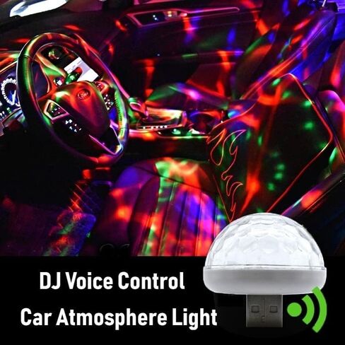 متعدد الألوان USB LED سيارة الإضاءة الداخلية مصباح مصباح لتهيئة الجو مصابيح النيون مستشعر الصوت إضاءات دي جي in Saudi Arabia
