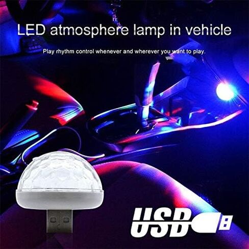 متعدد الألوان USB LED سيارة الإضاءة الداخلية مصباح مصباح لتهيئة الجو مصابيح النيون مستشعر الصوت إضاءات دي جي in Saudi Arabia