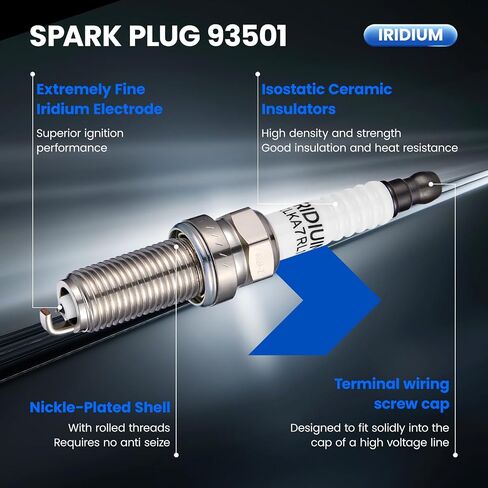 93501 Iridium Spark Plugs 8 Pack - Compatible with Nissan TITAN Armada 2017-2020, TITAN XD 2016-2020, NV2500 2018-2020, NV3500 Compatible with Infiniti QX80, M56, QX56 - Replaces LKAR7BIX-11S in Kuwait