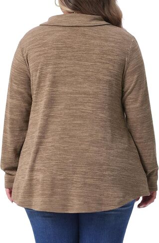 Agnes Orinda Plus Size Blouse for Women Long Sleeve Button Cowl Neck Casual Loose Tunic Tops with Pockets in Saudi Arabia