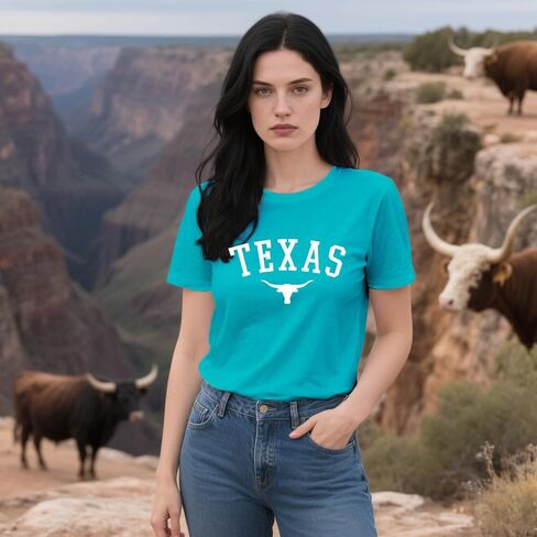 Texas Shirts for Women Texas State Longhorn T-Shirt Casual Texans Pride Cowgirl Tee Tops in Kuwait