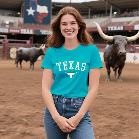 Texas Shirts for Women Texas State Longhorn T-Shirt Casual Texans Pride Cowgirl Tee Tops in Kuwait