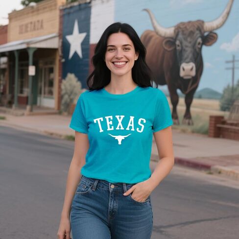 Texas Shirts for Women Texas State Longhorn T-Shirt Casual Texans Pride Cowgirl Tee Tops in Kuwait