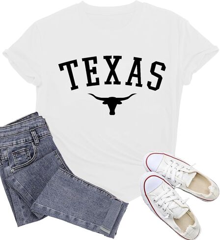 Texas Shirts for Women Texas State Longhorn T-Shirt Casual Texans Pride Cowgirl Tee Tops in Kuwait