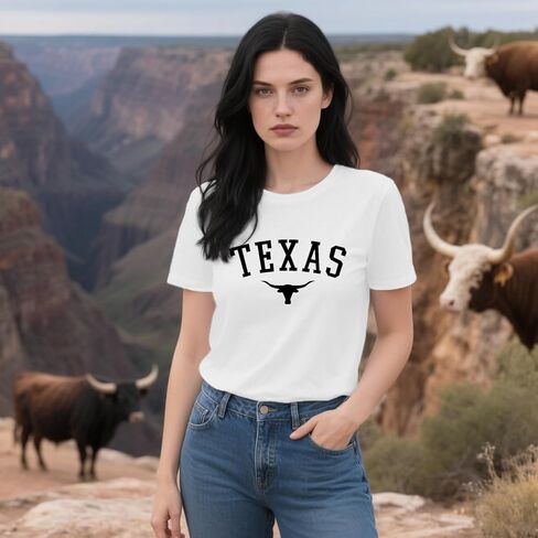 Texas Shirts for Women Texas State Longhorn T-Shirt Casual Texans Pride Cowgirl Tee Tops in Kuwait