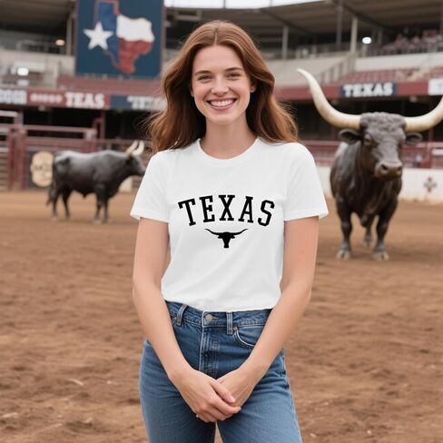 Texas Shirts for Women Texas State Longhorn T-Shirt Casual Texans Pride Cowgirl Tee Tops in Kuwait